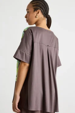 T-shirt in jersey e twill - Marrone
