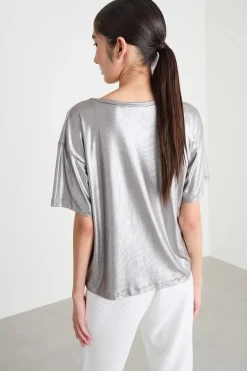 T-shirt in jersey laminato - Argento