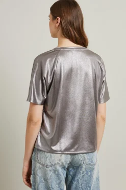 T-shirt in jersey laminato - Grigio Scuro