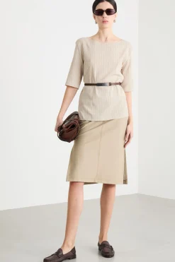 T-shirt in jersey plissè - Beige