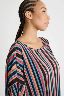 T-shirt in jersey plissé - Nero Blu Rosa