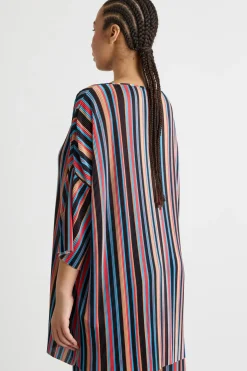T-shirt in jersey plissé - Nero Blu Rosa