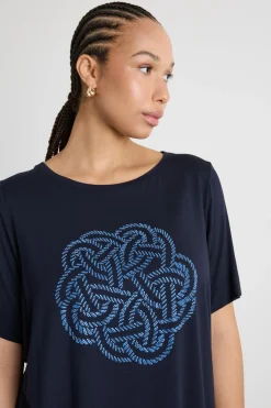 T-shirt in jersey ricamato - Blu