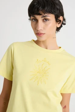 T-shirt in jersey ricamato - Giallo