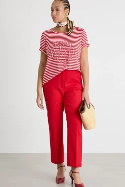 T-shirt in jersey ricamato - Rosso Bianco
