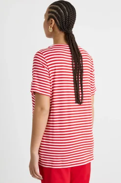 T-shirt in jersey ricamato - Rosso Bianco