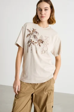 T-shirt in jersey stampato - Beige