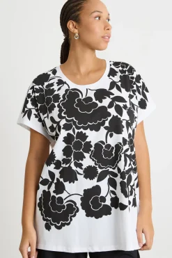 T-shirt in jersey stampato - Bianco Nero