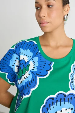 T-shirt in jersey stampato - Verde Blu Bianco