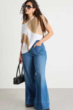 T-shirt in jersey tie-dye - Marrone Beige Bianco
