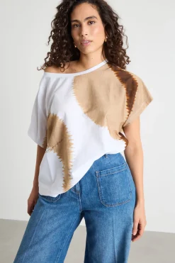 T-shirt in jersey tie-dye - Marrone Beige Bianco