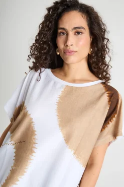 T-shirt in jersey tie-dye - Marrone Beige Bianco