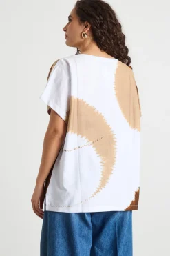 T-shirt in jersey tie-dye - Marrone Beige Bianco