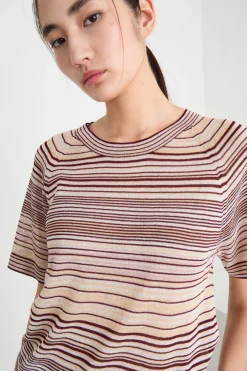 T-shirt in maglia - Bordeaux Beige