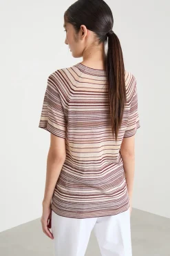 T-shirt in maglia - Bordeaux Beige