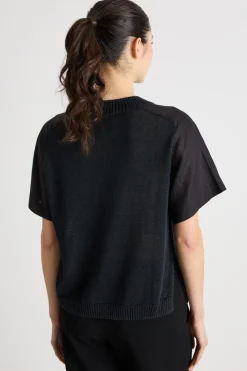 T-shirt in maglia - Nero