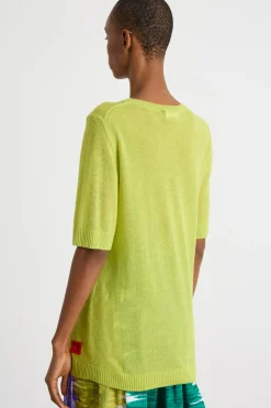 T-shirt in maglia - Verde Chiaro