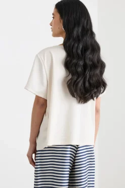 T-shirt in raso e jersey - Bianco
