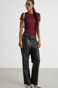 T-shirt in tulle stretch - Bordeaux