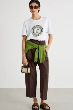 T-shirt leggermente over con stampa - Bianco