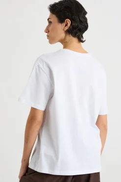 T-shirt leggermente over con stampa - Bianco