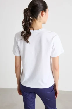 T-shirt leggermente over con stampa - Bianco