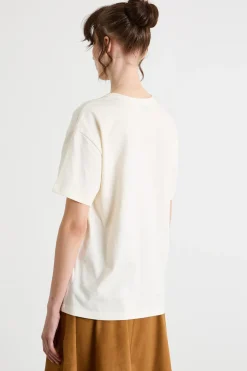 T-shirt leggermente oversize con stampa - Avorio