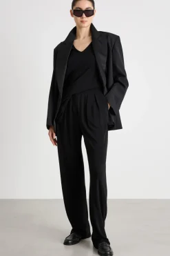 T-shirt lunga in jersey crepe - Nero