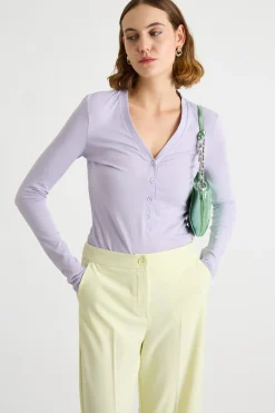 T-shirt modello serafino - Lilla