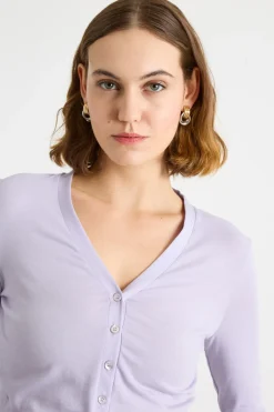 T-shirt modello serafino - Lilla