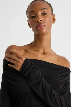 T-shirt off-shoulder - Nero