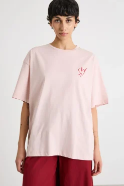 T-shirt oversize a manica scesa - Rosa