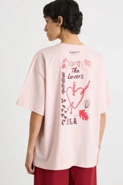 T-shirt oversize a manica scesa - Rosa