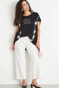 T-shirt oversize con maniche ampie - Nero Bianco