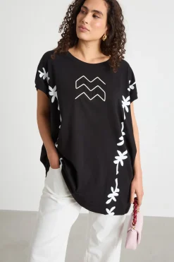 T-shirt oversize con maniche ampie - Nero Bianco