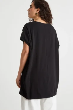 T-shirt oversize con maniche ampie - Nero Bianco