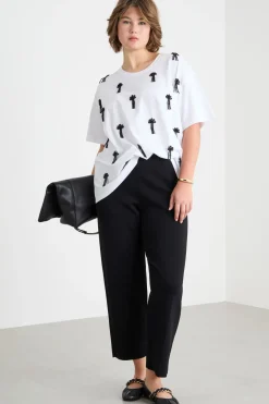 T-shirt oversize con ricamo - Bianco