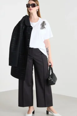 T-shirt oversize con ricamo - Bianco