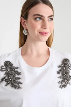 T-shirt oversize con ricamo - Bianco