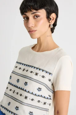 T-shirt ricamata - Avorio