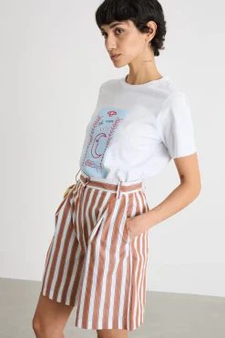 T-shirt ricamata con strass - Bianco