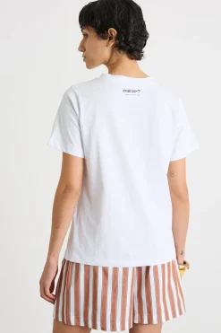 T-shirt ricamata con strass - Bianco