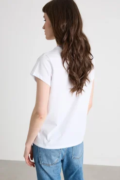 T-shirt stampata e ricamata - Bianco