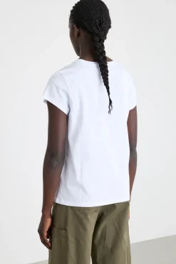 T-shirt stampata e ricamata - Bianco Rosa