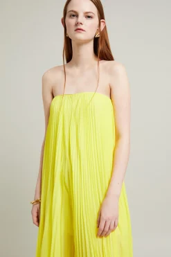 Tuta bustier in chiffon - Limone