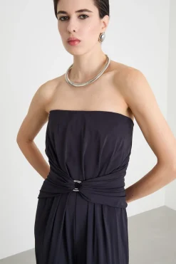 Tuta bustier in jersey - Nero
