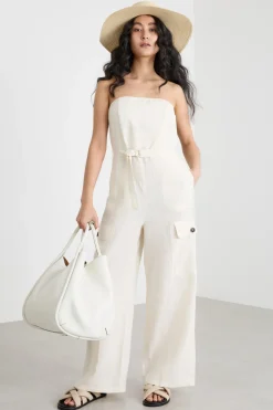 Tuta bustier in tela - Bianco
