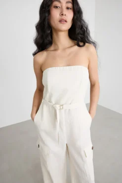 Tuta bustier in tela - Bianco