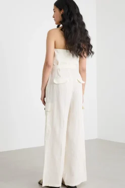 Tuta bustier in tela - Bianco