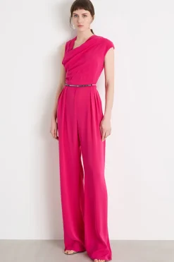 Tuta drappeggiata in cady - Fuxia